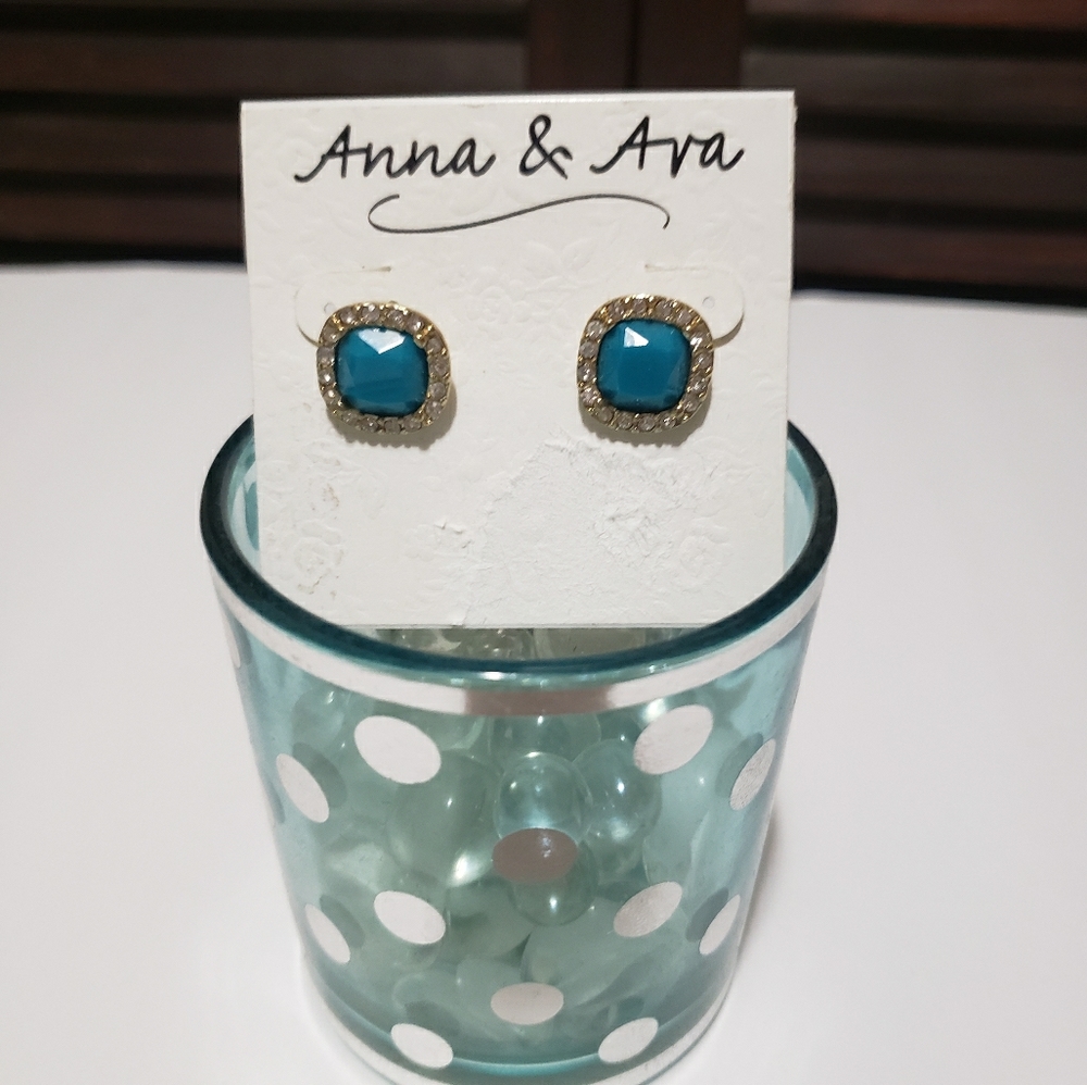 Anna & Ava Teal Earings with Gold Accents